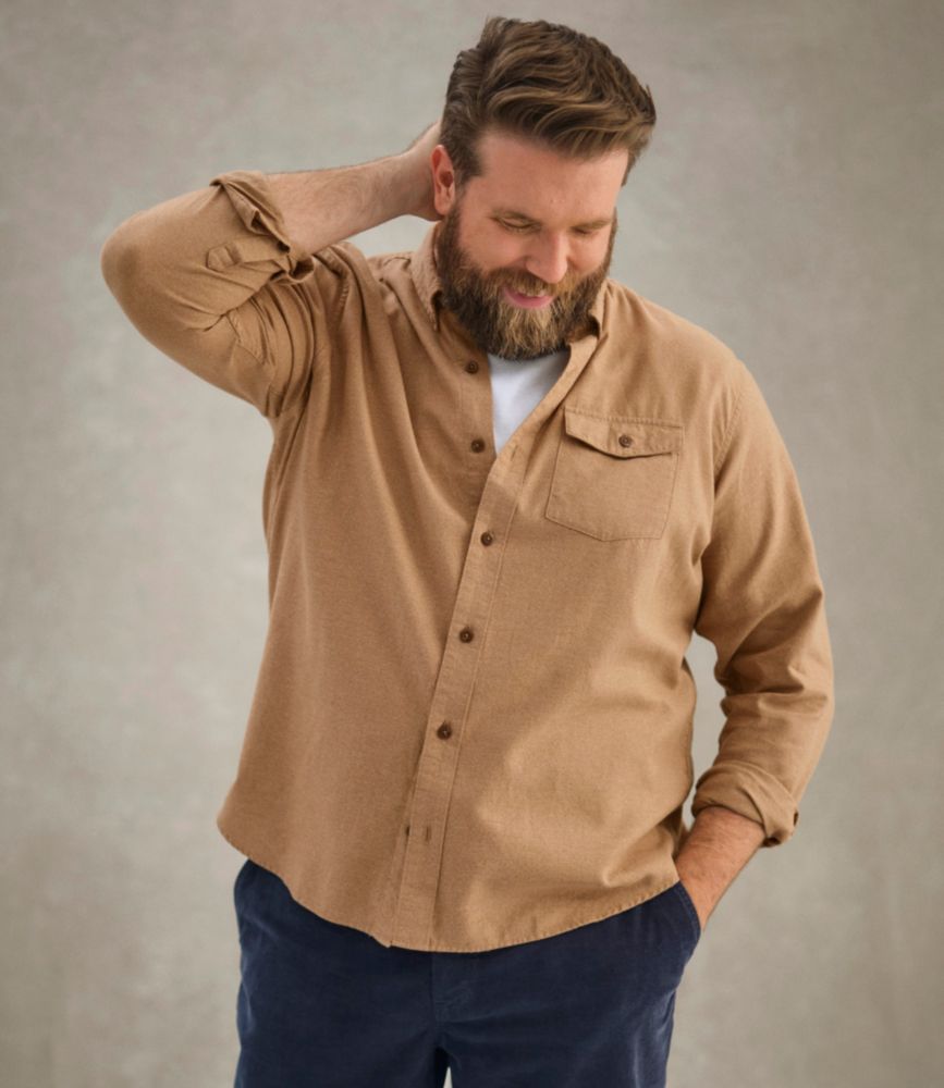 Men's Brushed Jaspé Twill Shirt, Traditional Untucked Fit