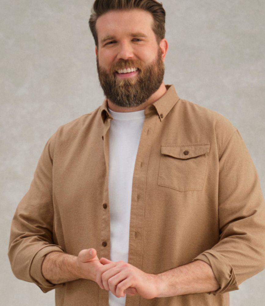 Men's Brushed Jaspé Twill Shirt, Traditional Untucked Fit, Deep Blue Heather, small image number 11