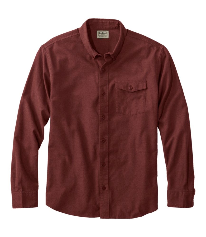 Men's Brushed Jaspé Twill Shirt, Traditional Untucked Fit, Burnt Mahogany Heather, small image number 1