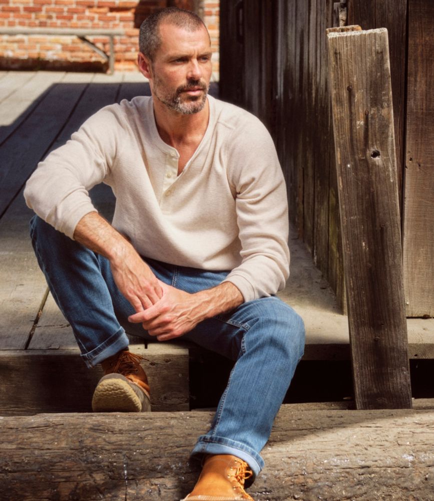 Men's Bean's Vintage Soft Knit Henley, Classic Navy Heather, small image number 9