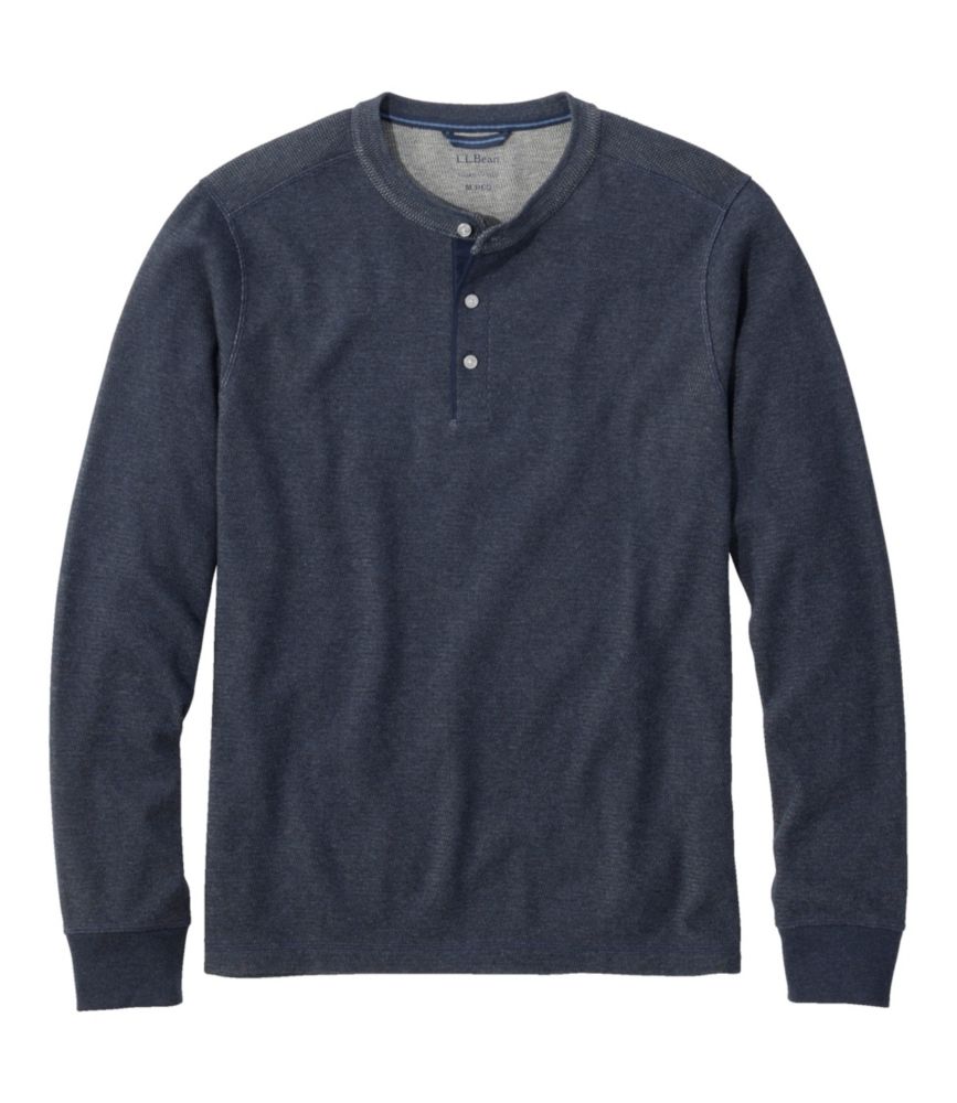 Men's Bean's Vintage Soft Knit Henley, Classic Navy Heather, small image number 1