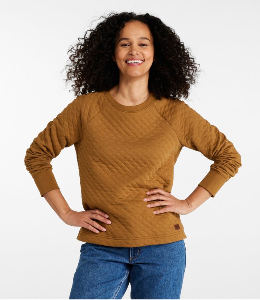 Women's Quilted Sweatshirt, Crewneck Pullover