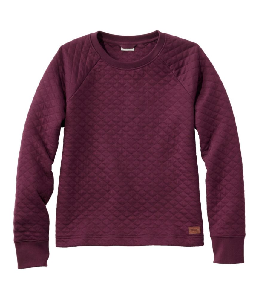 Women's Quilted Sweatshirt, Crewneck Pullover, Dark Plum, small image number 1