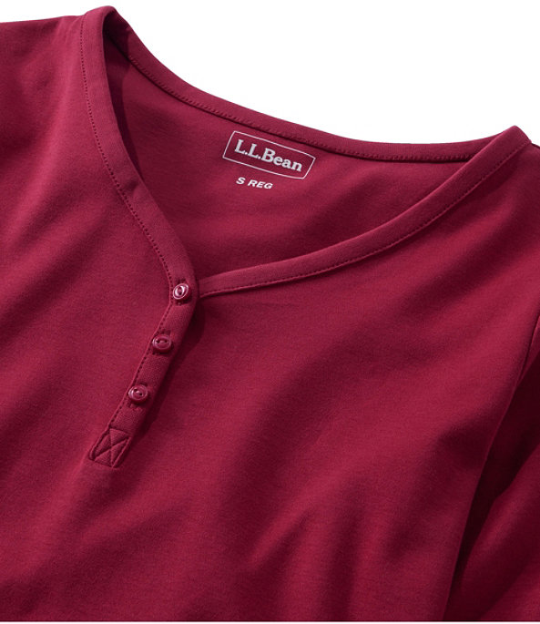 Interlock V-Neck Henley, Long Sleeve, Dark Cranberry, large image number 3