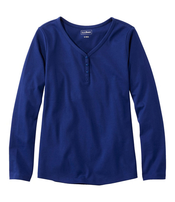 Interlock V-Neck Henley, Long Sleeve, Alpine Blue, large image number 0