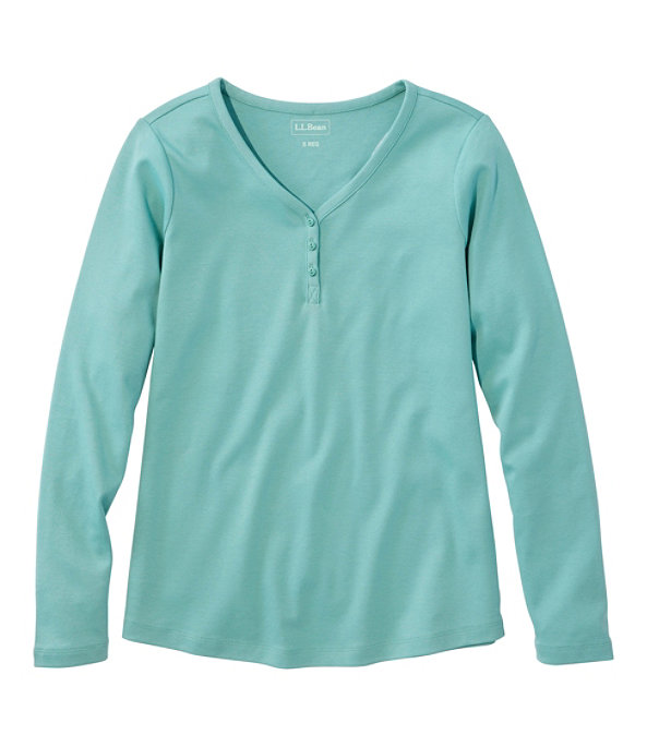 Interlock V-Neck Henley, Long Sleeve, Silver Pine, large image number 0