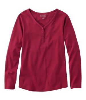 Women's L.L.Bean V-Neck Henley, Long-Sleeve, New