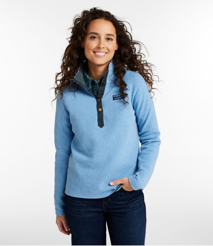 Women's Lakewashed Double-Knit Quarter-Snap, Classic Navy, small image number 2