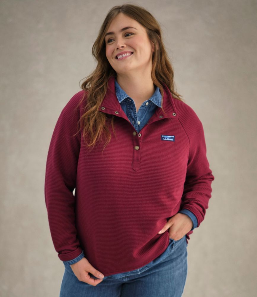 Women's Lakewashed Double-Knit Quarter-Snap, Classic Navy, small image number 9