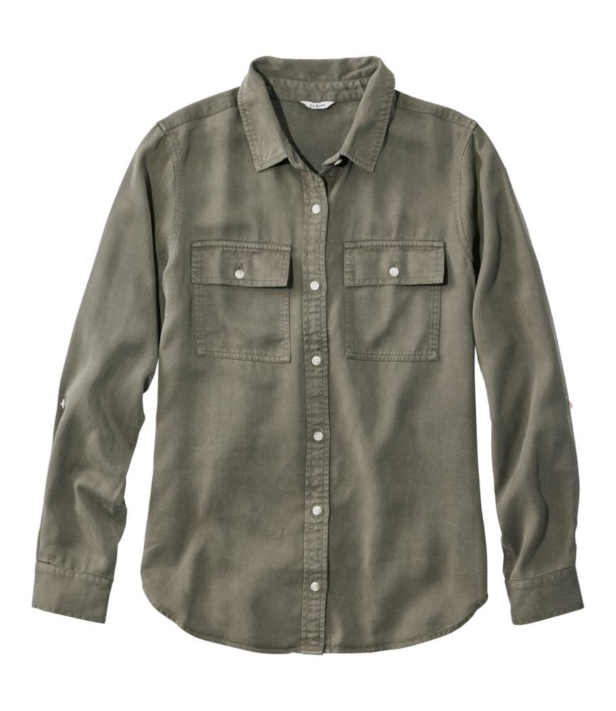 Women's Soft-Washed Tencel Utility Shirt, Dusty Olive, small image number 1