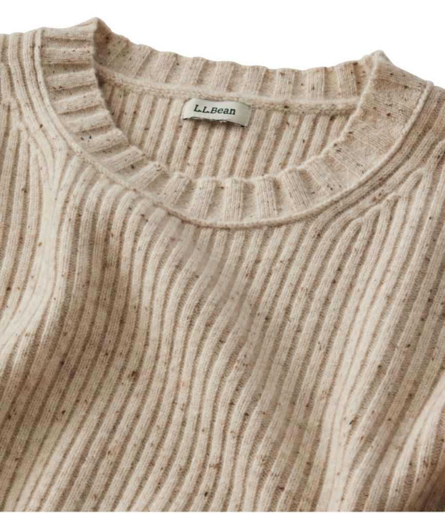 Women's Heritage Heirloom Wool/Cashmere Sweater, Crewneck, Chalk Blue Heather Donegal, small image number 4