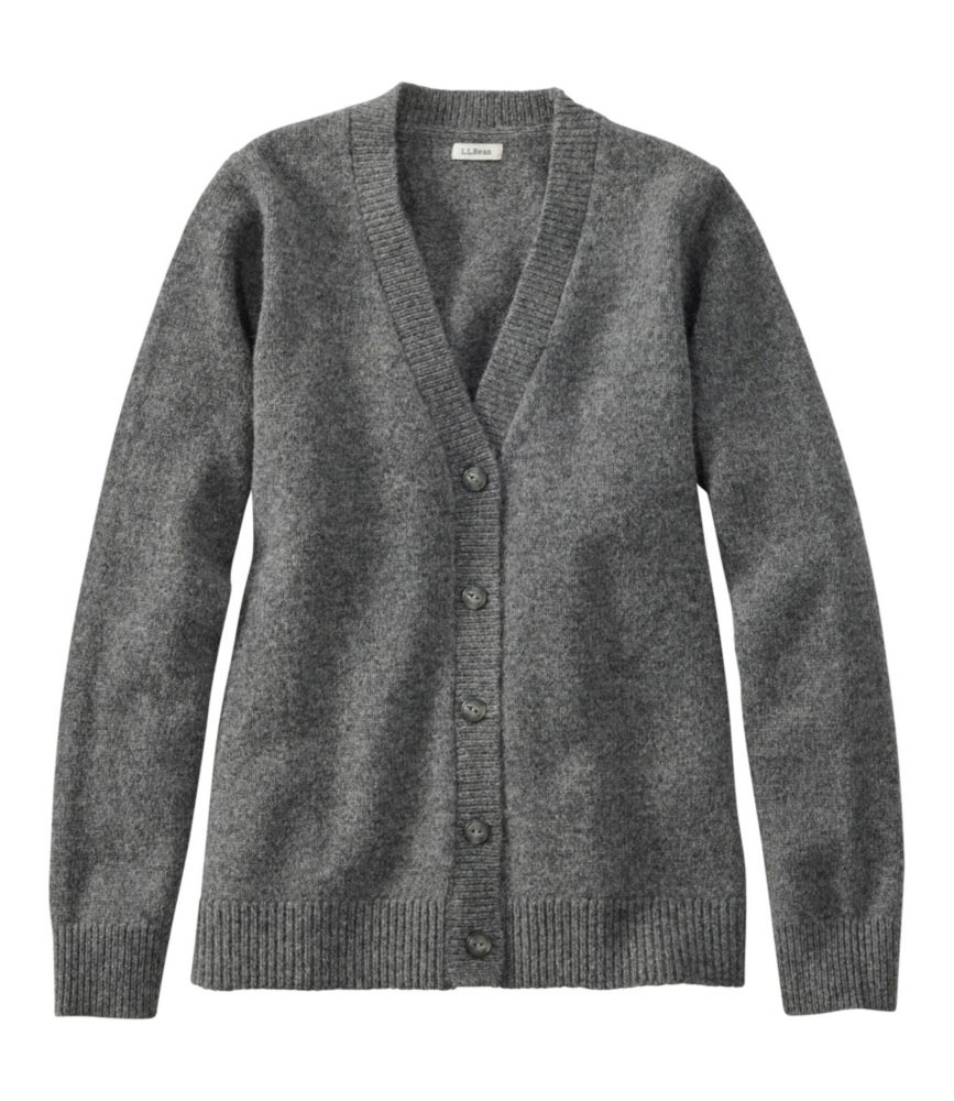 Women's Bean's Classic Ragg Wool Sweater, Button-Front Cardigan, Charcoal, small image number 1