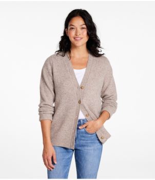 Women's Bean's Classic Ragg Wool Sweater, Button-Front Cardigan, New