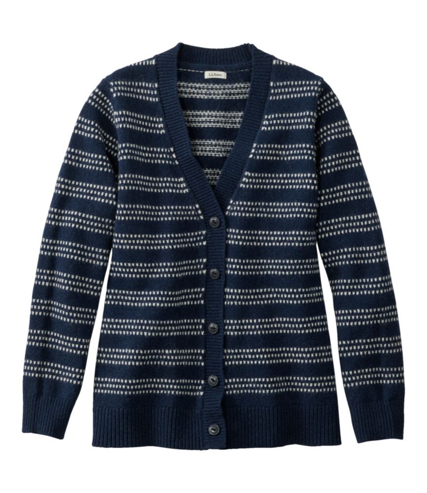 Women's Bean's Classic Ragg Wool Sweater, Button-Front Cardigan Novelty, Classic Navy Birdseye, small image number 1