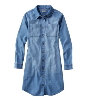 Women's L.L. Bean Heritage Washed Denim Shirt Dress, New