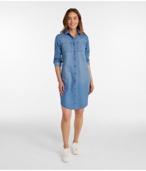 Women's L.L. Bean Heritage Washed Denim Shirt Dress, New