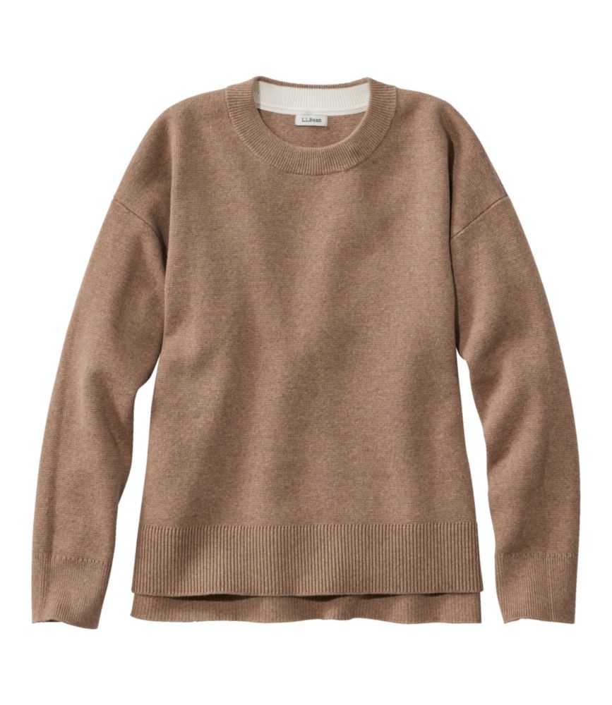 Women's Wicked Soft Cotton/Cashmere Crewneck Sweater, Camel Brown Heather, small image number 1