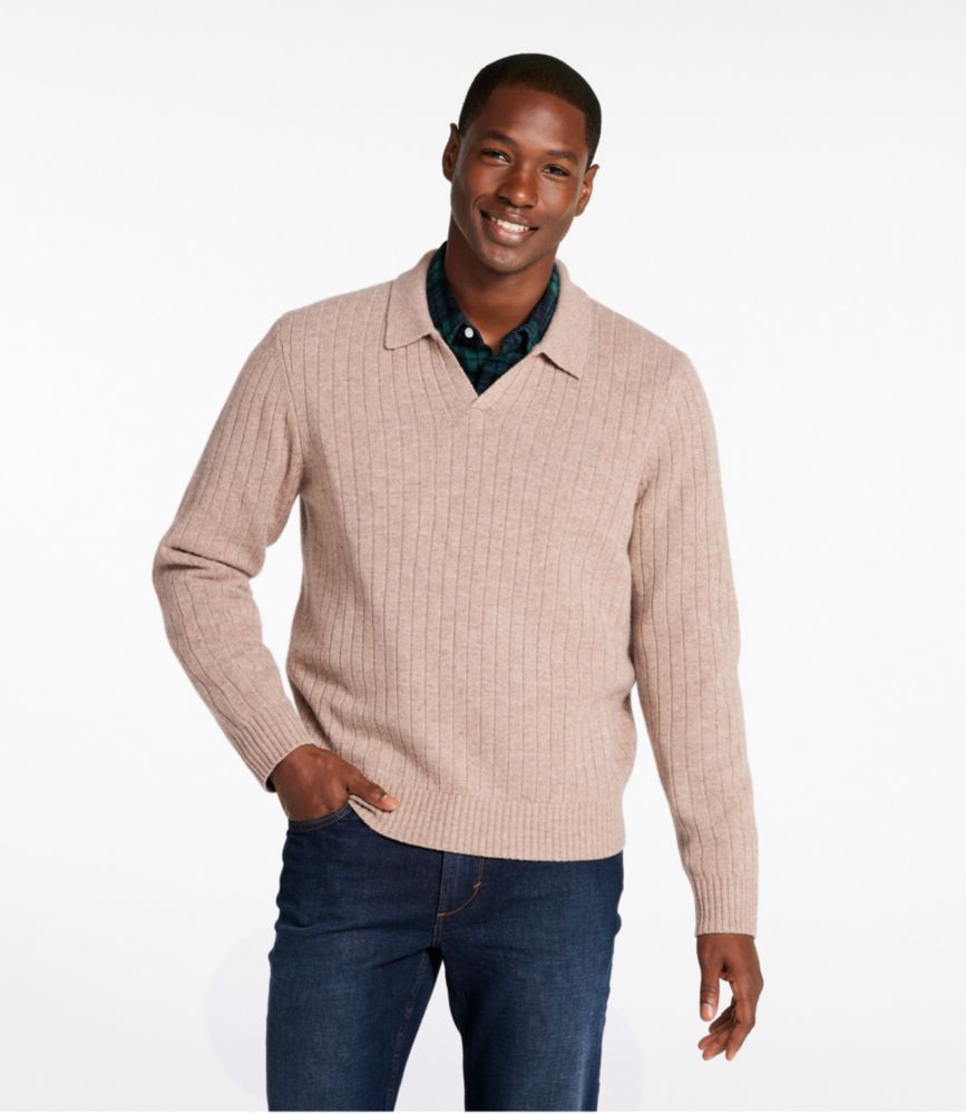 Men's Bean's Ultrasoft Wool Polo Sweater, Allspice, small image number 2