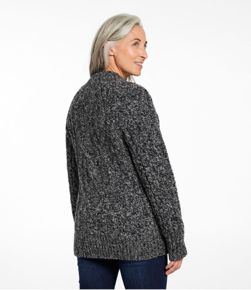 Women's 1912 Heritage Wool Blend Mockneck Cardigan, Charcoal Marl, small image number 3