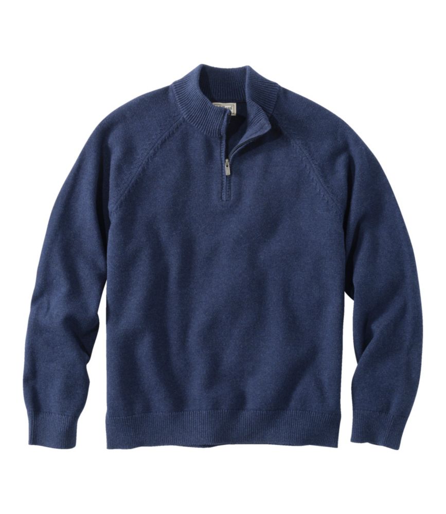 Men's Wicked Soft Cotton/Cashmere Sweaters, Quarter-Zip, Classic Navy, small image number 1