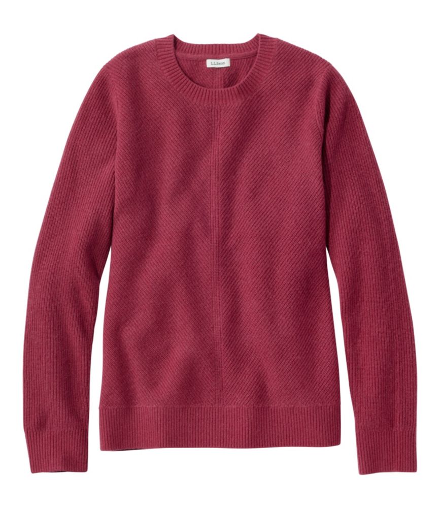 Women's Classic Cashmere Textured Sweater, Crewneck, Bordeaux, small image number 1