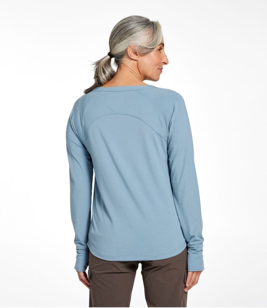 Women's Ribbed Performance Tee, Long-Sleeve Splitneck, Cadet Blue, small image number 3