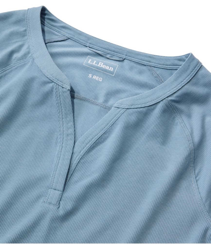 Women's Ribbed Performance Tee, Long-Sleeve Splitneck, Cadet Blue, small image number 4