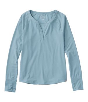 Women's Ribbed Performance Tee, Long-Sleeve Splitneck
