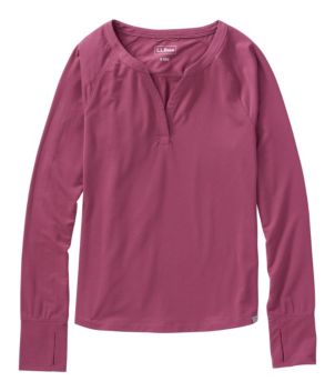 Women's Ribbed Performance Tee, Long-Sleeve Splitneck, New