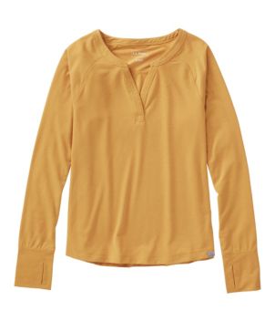 Women's Ribbed Performance Tee, Long-Sleeve Splitneck