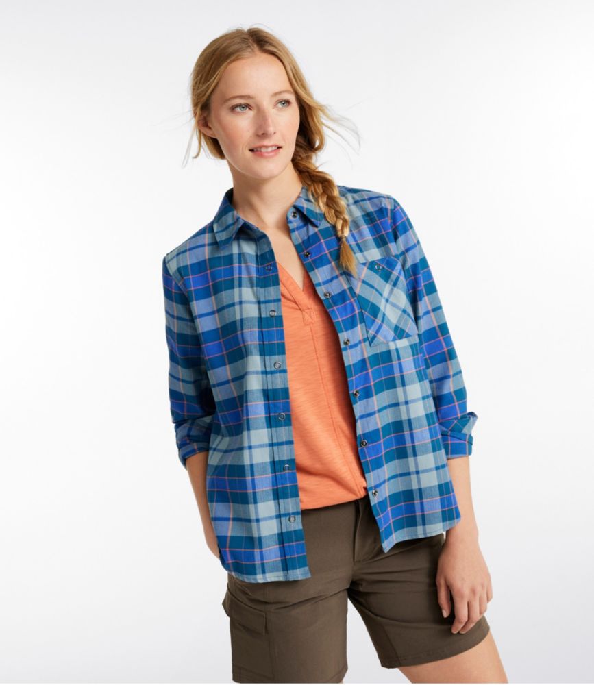 Women's Mountainside Brushed Performance Shirt, Cadet Blue Plaid, small image number 2