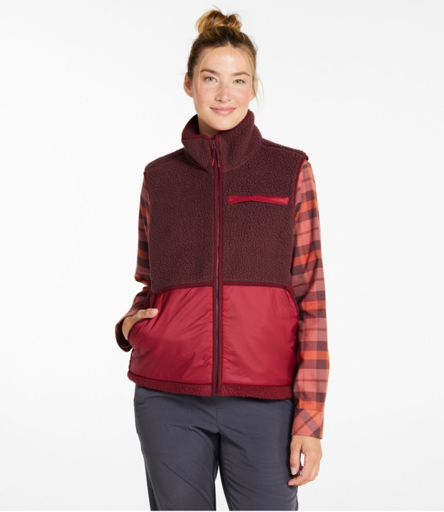 Women's Mountainside Fleece Vest, Colorblock, Burgundy Brown/Deep Rosewood, small image number 2