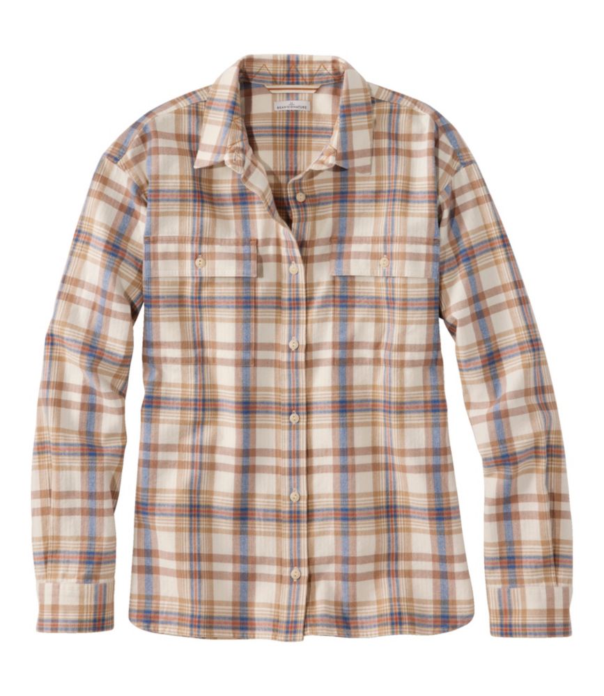 Women's Signature Camp Flannel Shirt, Cream, small image number 1