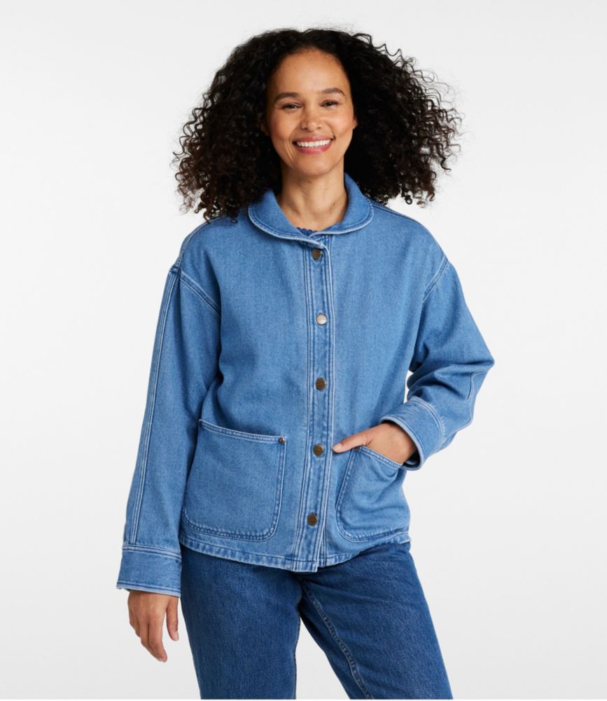 Women's Signature Denim Chore Shirt, Washed Indigo, small image number 2