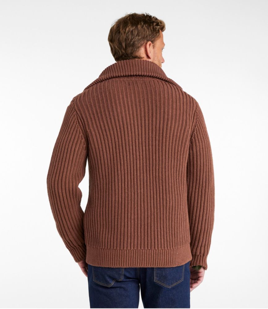 Men's Signature Organic Cotton Sweater, Funnel Neck, Full Zip, Allspice, small image number 3