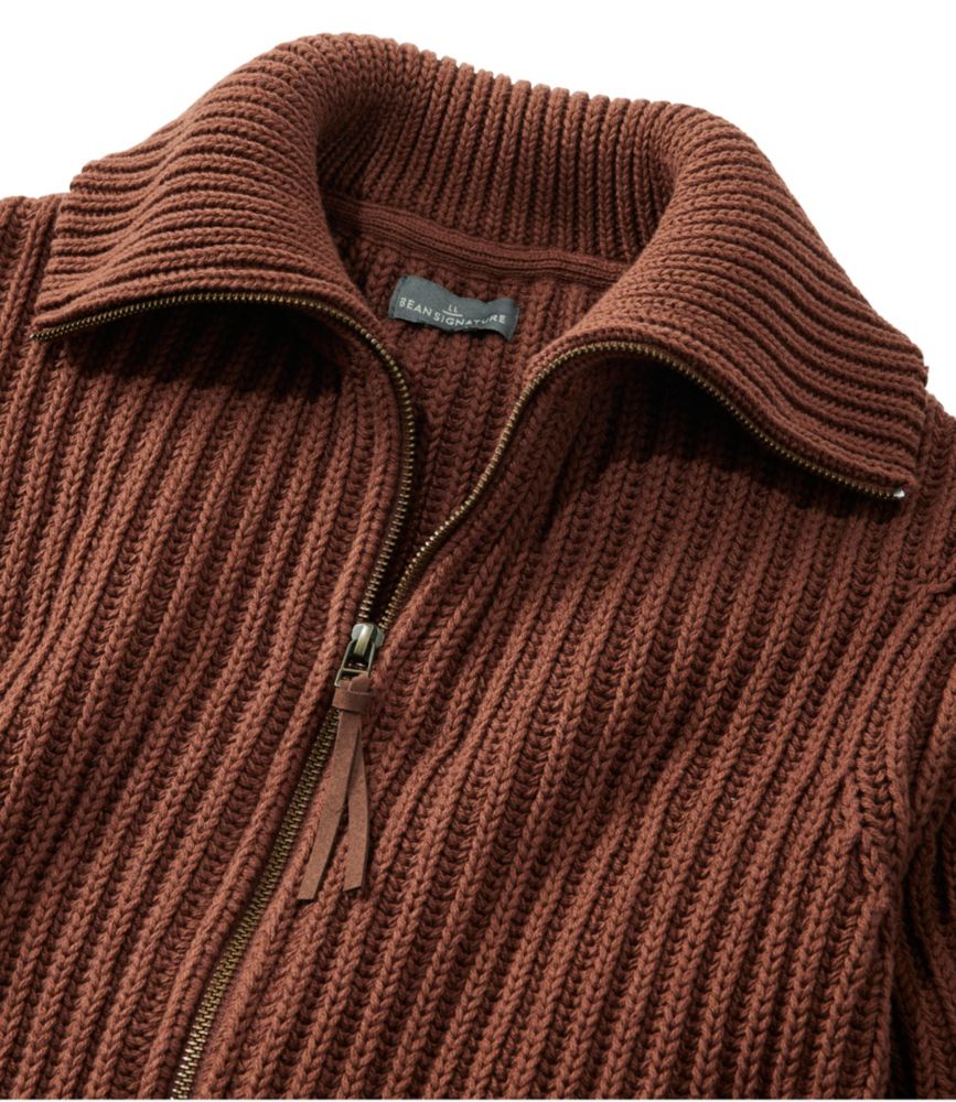 Men's Signature Organic Cotton Sweater, Funnel Neck, Full Zip, Allspice, small image number 6