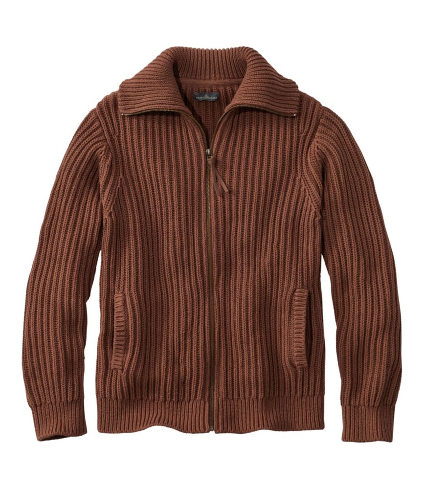 Men's Signature Organic Cotton Sweater, Funnel Neck, Full Zip