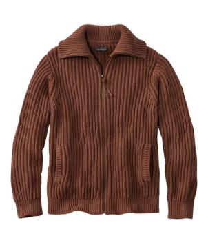 Men's Signature Organic Cotton Sweater, Funnel Neck, Full Zip