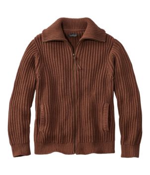 Men's Signature Organic Cotton Sweater, Funnel Neck, Full Zip