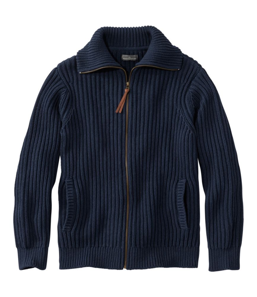 Men's Signature Organic Cotton Sweater, Funnel Neck, Full Zip