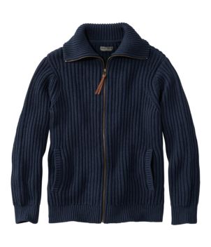 Men's Signature Organic Cotton Sweater, Funnel Neck, Full Zip