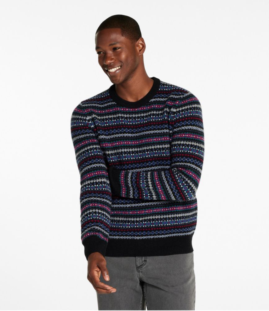 Men's Signature Camp Merino Wool Crewneck Sweater, Pattern, Walnut Fair Isle, small image number 2