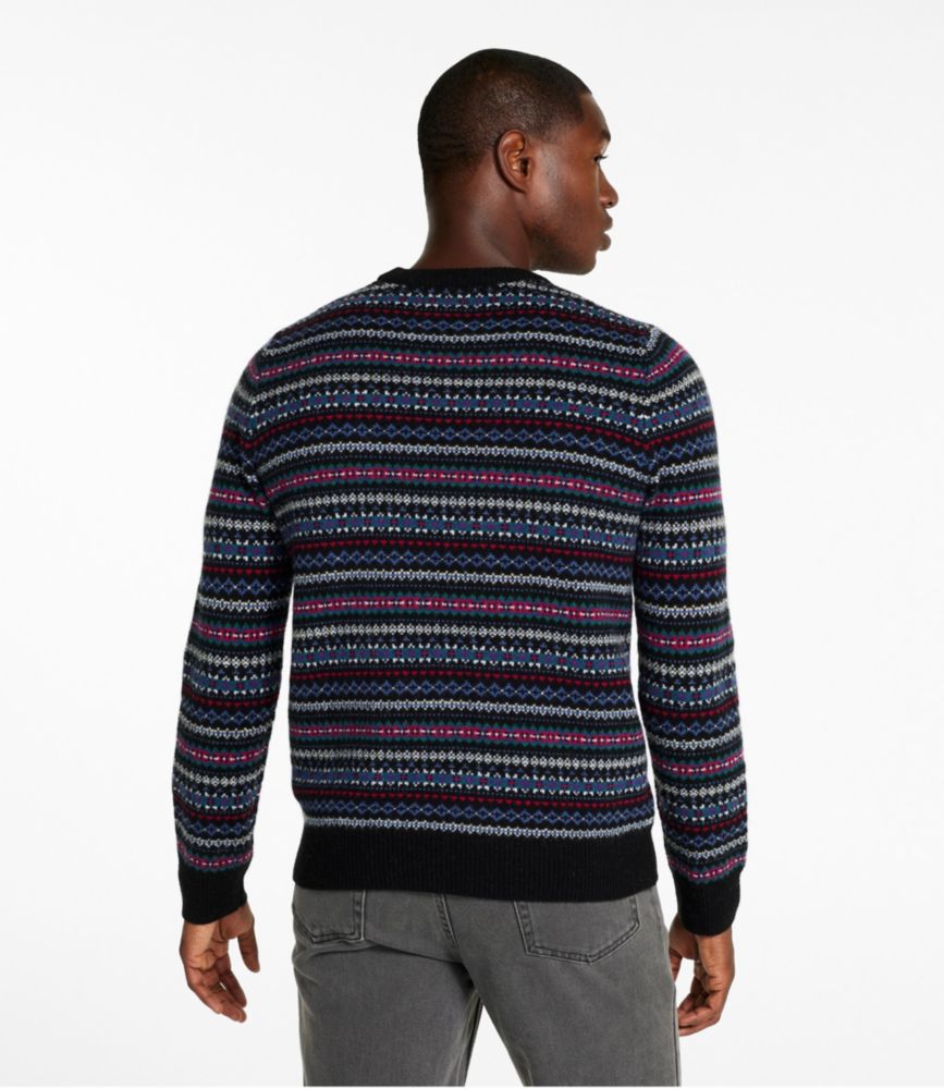 Men's Signature Camp Merino Wool Crewneck Sweater, Pattern, Black Fair Isle, small image number 3