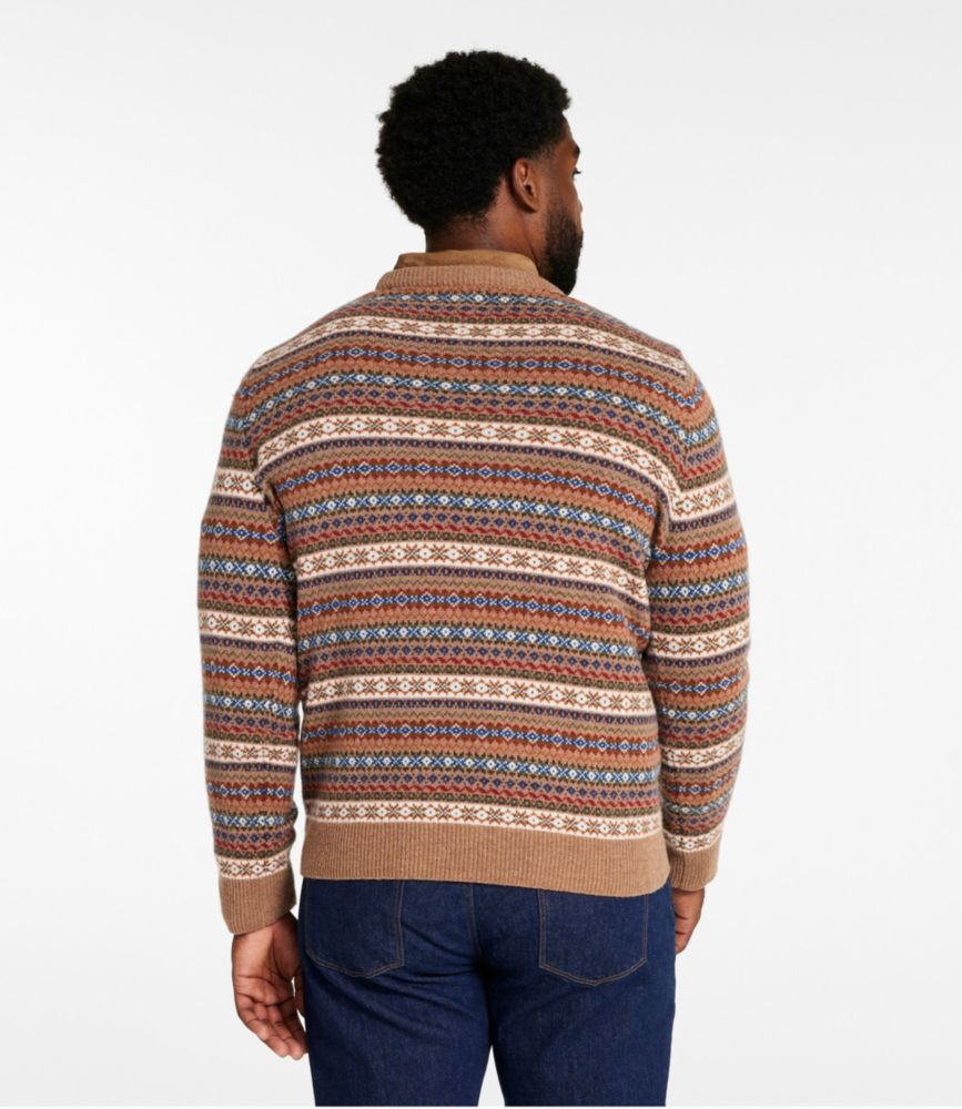 Men's Signature Camp Merino Wool Crewneck Sweater, Pattern, Black Fair Isle, small image number 5