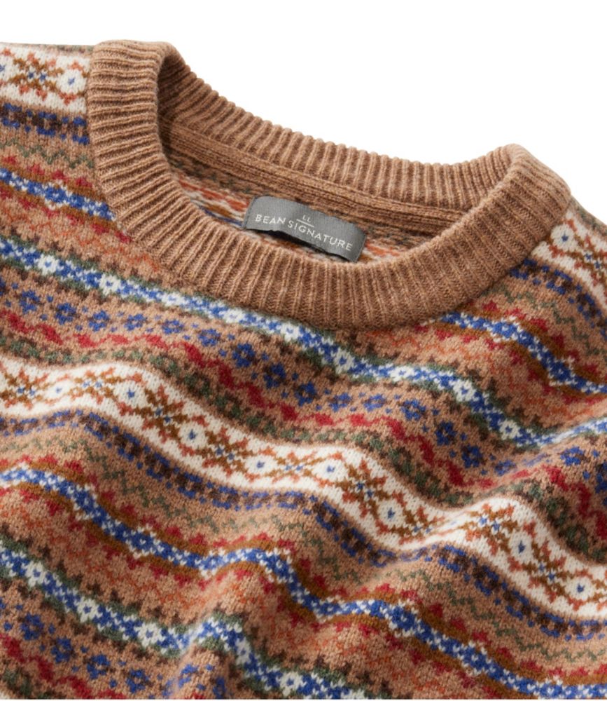 Men's Signature Camp Merino Wool Crewneck Sweater, Pattern, Walnut Fair Isle, small image number 6