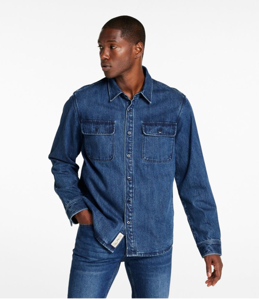 Men's Signature Denim Workshirt, Dark Indigo, small image number 2