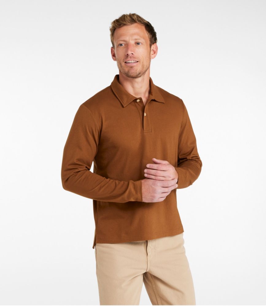 Men's Signature Stonecoast Polo, Long-Sleeve, Navy, small image number 2