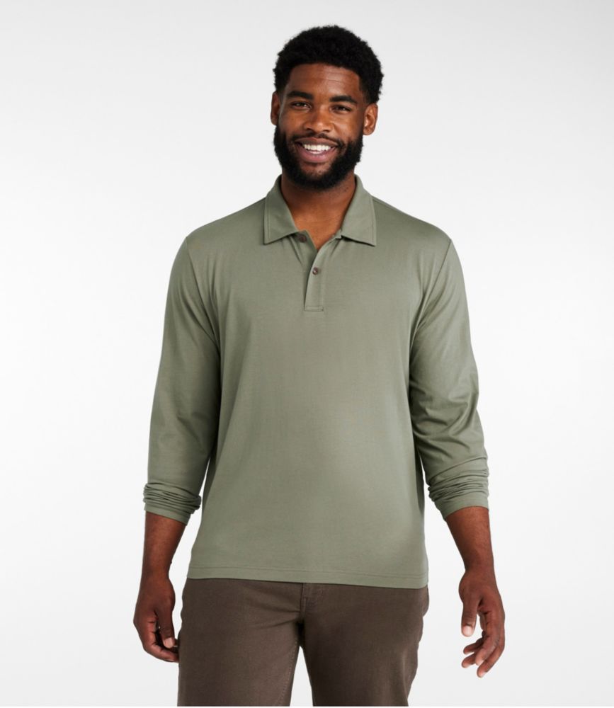 Men's Signature Stonecoast Polo, Long-Sleeve, Navy, small image number 4