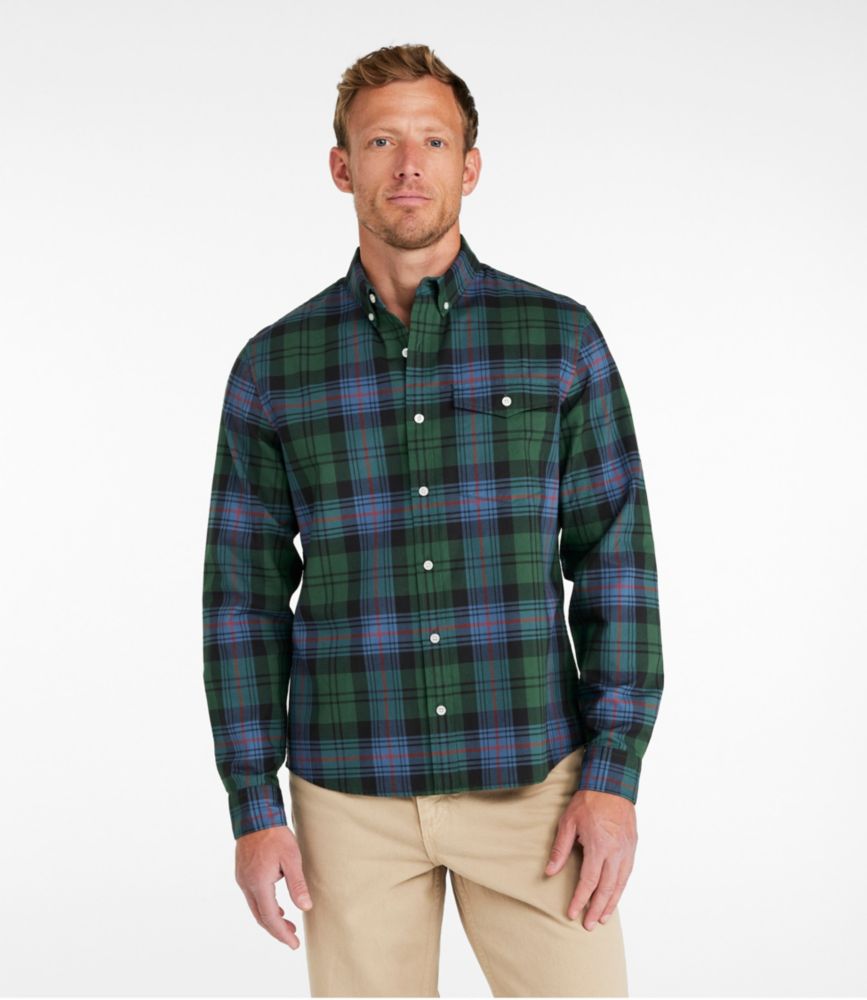 Men's Signature Premium Pima Cotton Oxford Shirt, Long-Sleeve, Camp Green Plaid, small image number 2