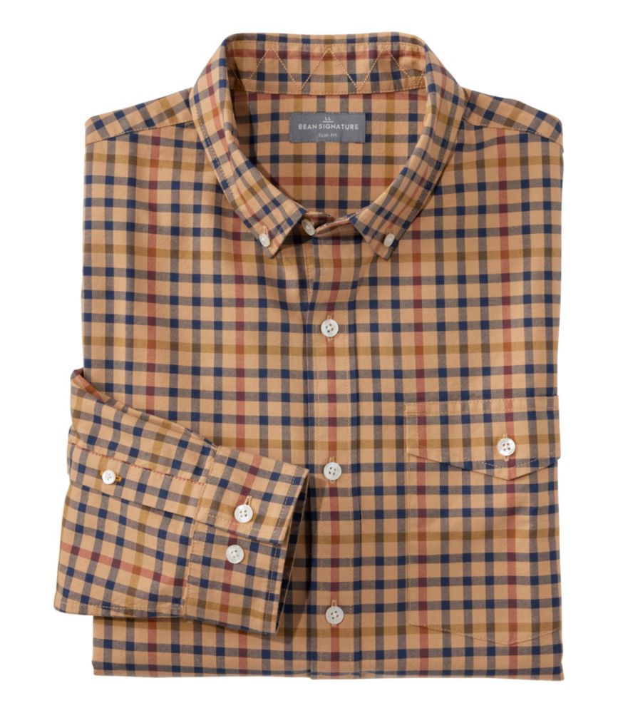Men's Signature Premium Pima Cotton Oxford Shirt, Long-Sleeve, Barley Plaid, small image number 1